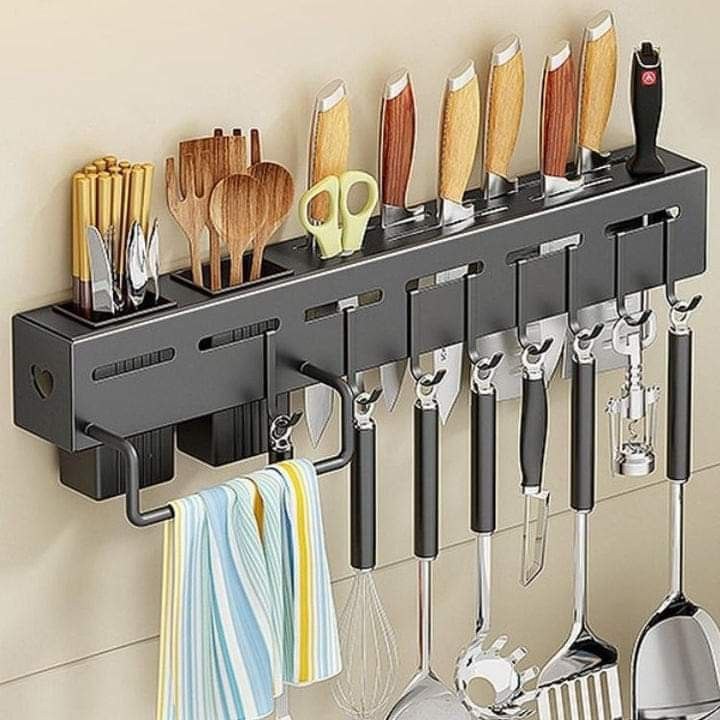 Ustensiles Cuisine Mural Inox, Acier Inoxydable Porte Ustensiles Cuisine Avec 6 Crochets,
