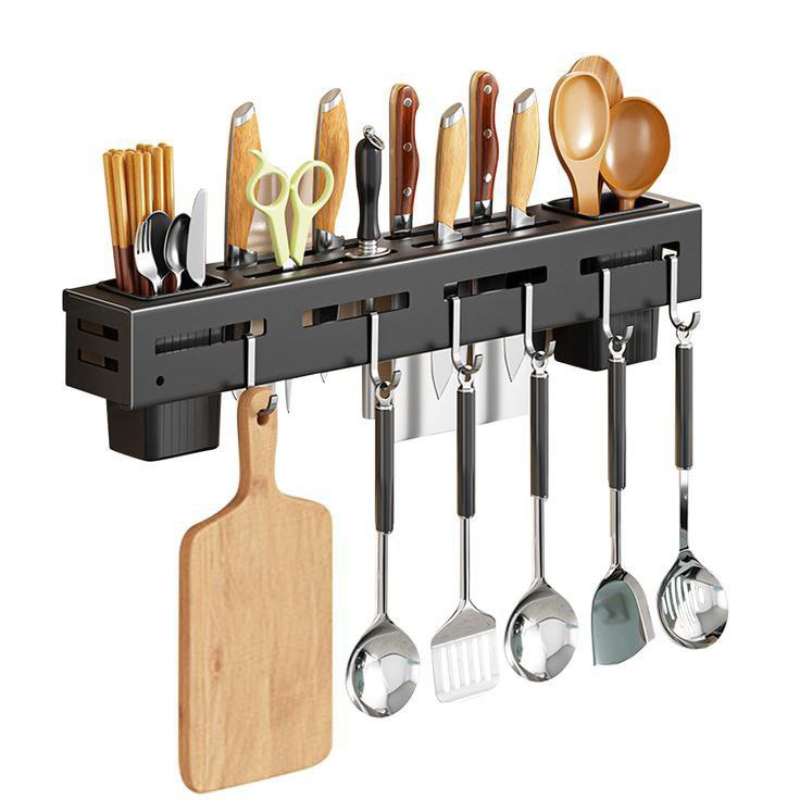 Ustensiles Cuisine Mural Inox, Acier Inoxydable Porte Ustensiles Cuisine Avec 6 Crochets,